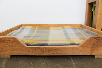 Engraved Oak Dog Bed With Bespoke Sizes, 3 of 11