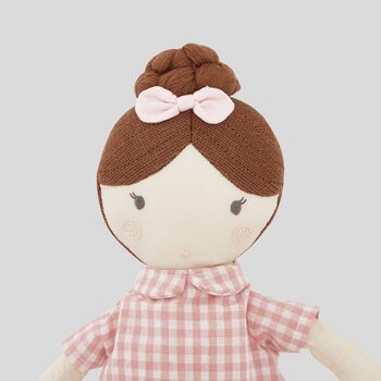 Personalised My 1st Doll In Pink Dress Brown Hair, 2 of 4