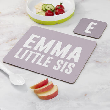 Girl's Personalised Sister Placemat And Coaster Set, 7 of 8