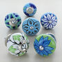 Blue Flowers Collections Ceramic Door Knobs Handles, thumbnail 1 of 7