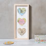 Three Personalised Map Hearts Etched Wedding Gift, thumbnail 3 of 5