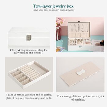 Two Tier Jewellery Storage Box Organiser Case, 4 of 7