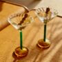 Set Of Two Green Amber Cocktail Glasses, thumbnail 1 of 3