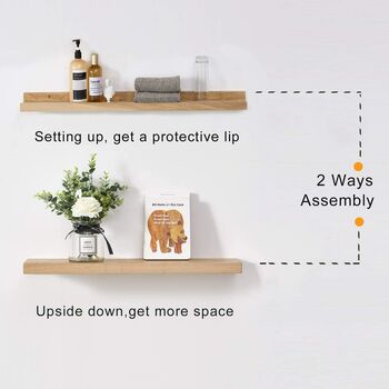 Oak Wood Wall Floating Shelf With Lip Design, 6 of 7