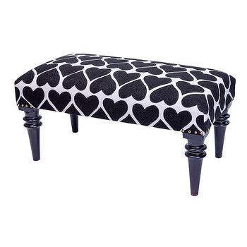 Black Heart Love Embroidered Upholstered Bench, 2 of 3