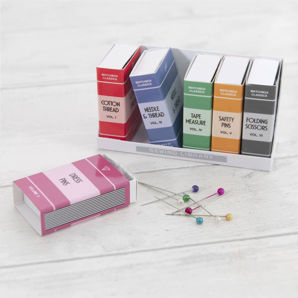 Sewing Kit Gift Set In A Novelty Miniature Bookcase By Marvling Bros