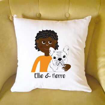 Personalised Girl And Dog Cushion, 2 of 12