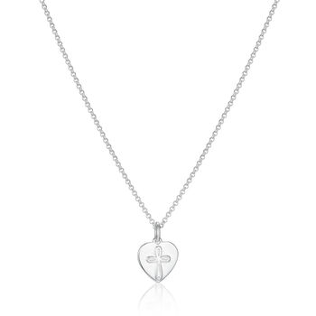 Personalised Cherish Heart Necklace Sterling Silver | Baptism | 1st Birthday | Engraved Jewellery, 2 of 5