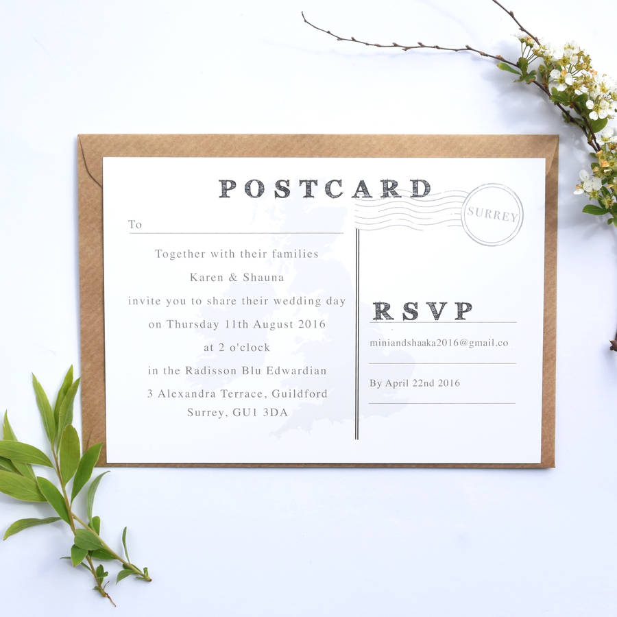 Annelise Map Postcard Wedding Invitation By Paper And Inc