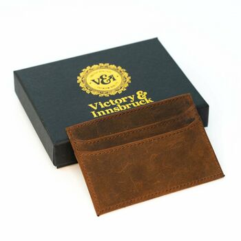 Slim Leather Card Holder Wallet; Brown Tan/Black, 11 of 12