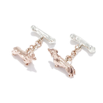 Dachshund Cufflinks In 9ct Rose Gold And 9ct White Gold, 4 of 4