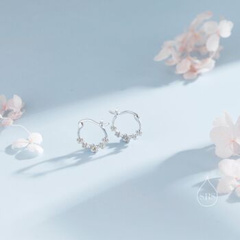 Forget Me Not Flower Cluster Hoop Earrings, 5 of 10