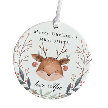 Personalised Merry Christmas Teacher Ceramic Ornament Gift, 2 of 7