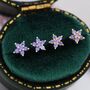 Sterling Silver Lilac Purple Flower Cz Stud Earrings, thumbnail 1 of 12