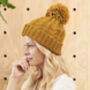 Fleece Lined Thick Cable Knit Bobble Hat, thumbnail 1 of 6
