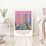 Flora And Fauna Pink Flower Art Print, thumbnail 2 of 3