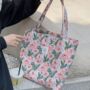 Pink Floral Thin Canvas Shopping Bag, thumbnail 2 of 3