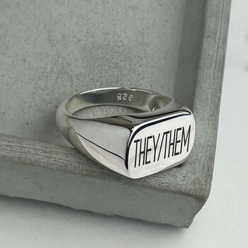 Lgbtq Jewellery They Them Pronoun Ring Sterling Silver, 7 of 9