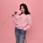 Chaotic But Iconic Embroidered Pink Jumper, thumbnail 4 of 6