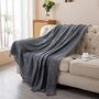 Grey Sofa Throw Blanket With Tassels Cotton Knitted, thumbnail 1 of 6