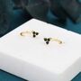 Black Trio Huggie Hoop Earrings Sterling Silver, thumbnail 8 of 11