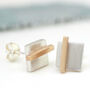 Geometric Earrings. Square Silver And 9ct Gold Studs, thumbnail 4 of 11