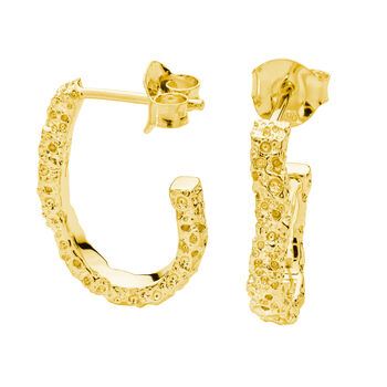 Designer Half Hula Hoop Earrings In 18ct Gold Vermeil, 2 of 5