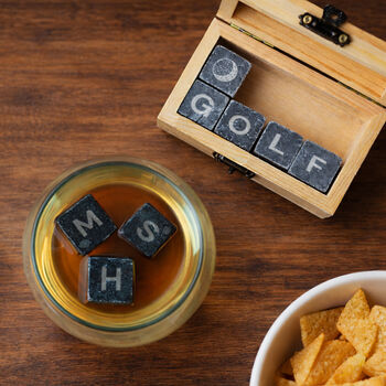 Personalised 'Best By Par' Glass And Whisky Stones Set, 3 of 9