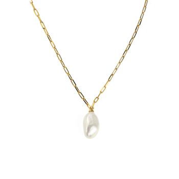 Gold Plated Baroque Freshwater Pearl Paperclip Neckalce, 2 of 5