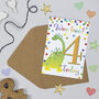 Dino 4th Birthday Card, thumbnail 1 of 2