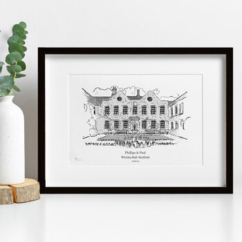 Personalised And Framed Hand Drawn Wedding Venue Print, 2 of 5