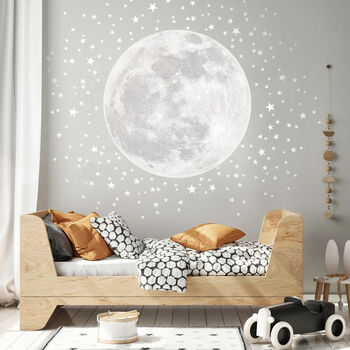 Pale Moon And Stars Fabric Wall Sticker, 3 of 3