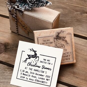 Christmas Invitation Personalised Rubber Stamp, 4 of 4