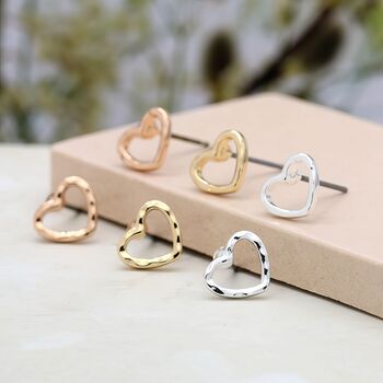 Triple Open Heart Stud Earring Set, 2 of 7