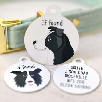 Border Collie Personalised Illustrated Dog Name Tag, 11 of 12