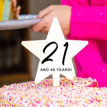 '21 Again' Milestone Birthday Gold Star Cake Topper, 5 of 12