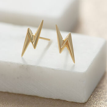 18ct Gold Lightning Bolt Stud Earrings, 3 of 5