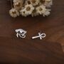 Mismatched Ankh And Eye Of Horus Stud Earrings In Sterling Silver, thumbnail 4 of 12