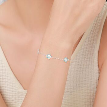 Enamel Forget Me Not Flower Trio Bracelet In Sterling Silver, 7 of 12