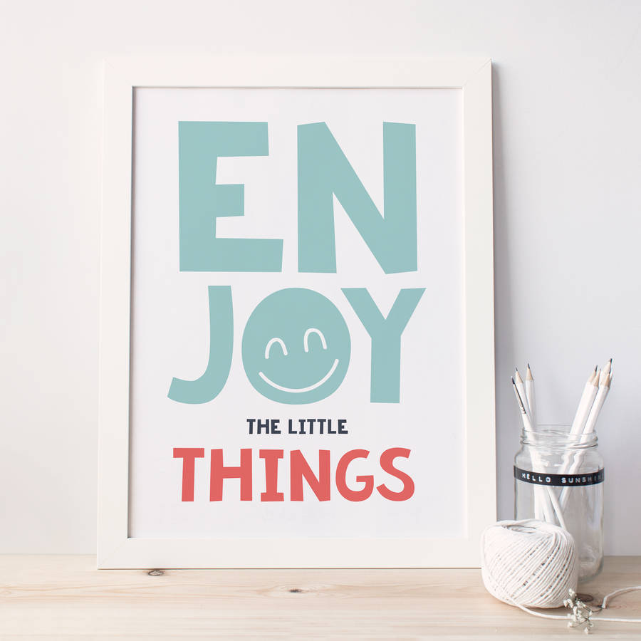 'Enjoy The Little Things' Colourful Type Print, 1 of 2
