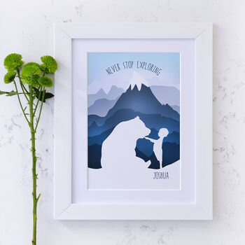 Personalised Never Stop Exploring Boy And Bear Artwork, 3 of 8