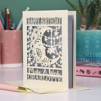 Personalised Laser Cut Birthday Card Make A Wish, 2 of 11