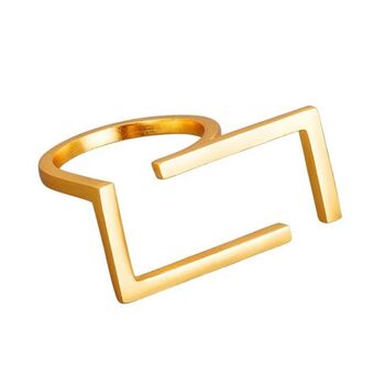 Minimalist Modern Gold Plated Open Rectangle Ring, 4 of 5