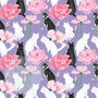 Luxury Cat And Rose Lilac Gift Wrap Sheets, thumbnail 1 of 5