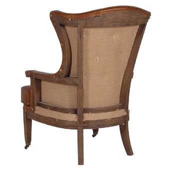 Deconstructed Distressed Leather And Linen Wing Chair, 2 of 2