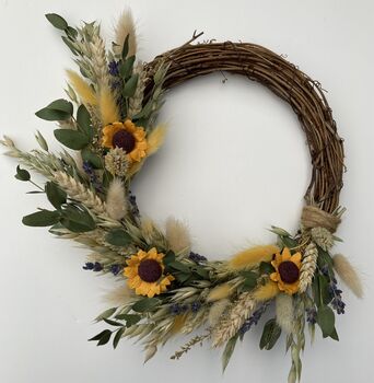 Small Dried Flower Sunflower Wreath, 4 of 4