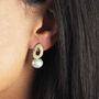 Brushed Circle And Large Pearl Stud Earrings, thumbnail 2 of 8