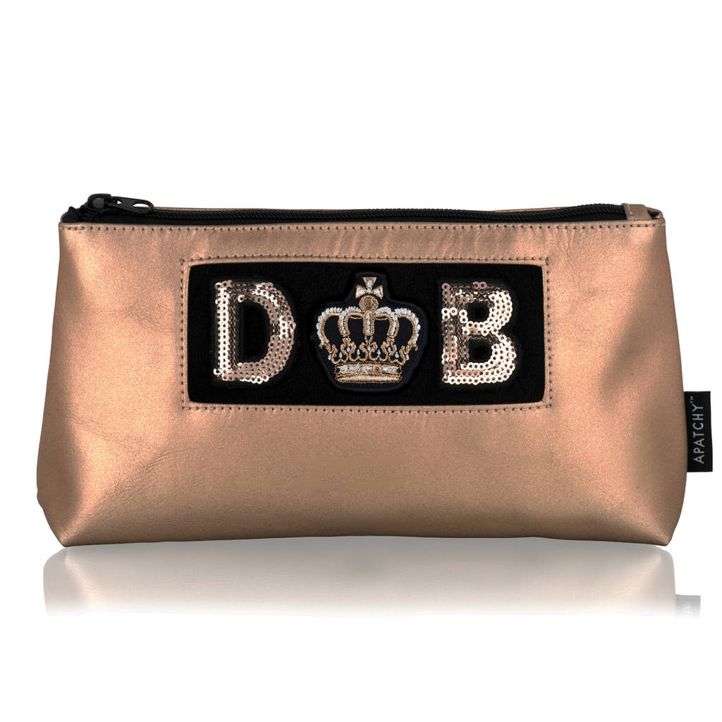 Gold Makeup Bag With Gold Letters By Apatchy