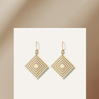 Cream And Taupe Geometric Diamond Shaped Earrings, 3 of 6