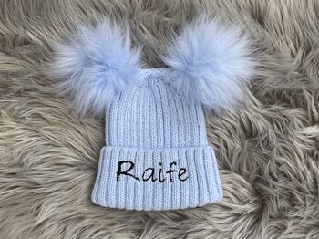 Baby Blue Embroidered Knitted Hat, 5 of 5